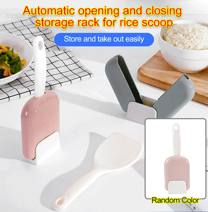 Automatic opening and closing dust cover for rice scoop