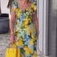 Plus Size Lemon Printing Tunic Dress