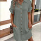 📢📢BIG SALE ⏰Women's Buttoned Short Sleeve Pocket Casual Shirt Dress