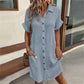 📢📢BIG SALE ⏰Women's Buttoned Short Sleeve Pocket Casual Shirt Dress