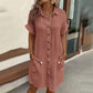 📢📢BIG SALE ⏰Women's Buttoned Short Sleeve Pocket Casual Shirt Dress