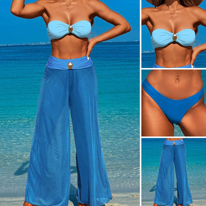 Women's 3-Piece Swimwear Set - Top, Bottom & Beach Pants