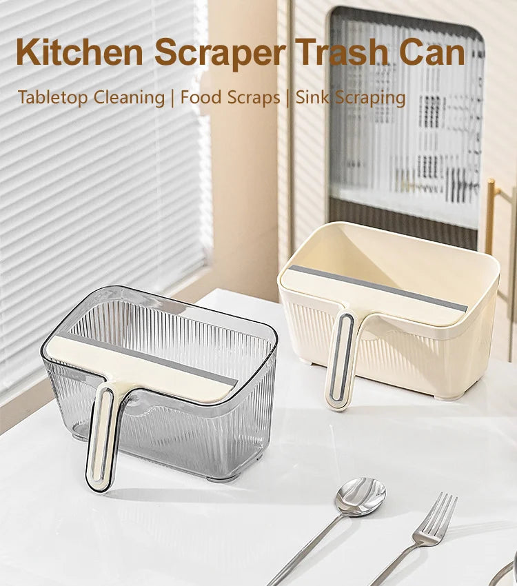 Desktop Trash Can Set with Built-in Scraper – hunud